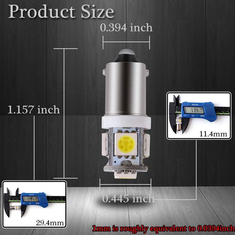 BlyilyB - Pack of 20 - White BA9S T11 T4W 64111 Miniature Bayonet Single Contact Base LED Bulbs 5SMD 5050 For Side Marker Lights RV and Boat Dome Lights Map Lights License Plate Light - Image 3
